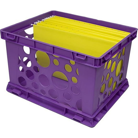 Large Premium File Crate with Solid Bottom, Stores Hanging Files, Portable, Assorted Colors, 17.25 x 10.5 x 14.25 Inches, 3-Pack