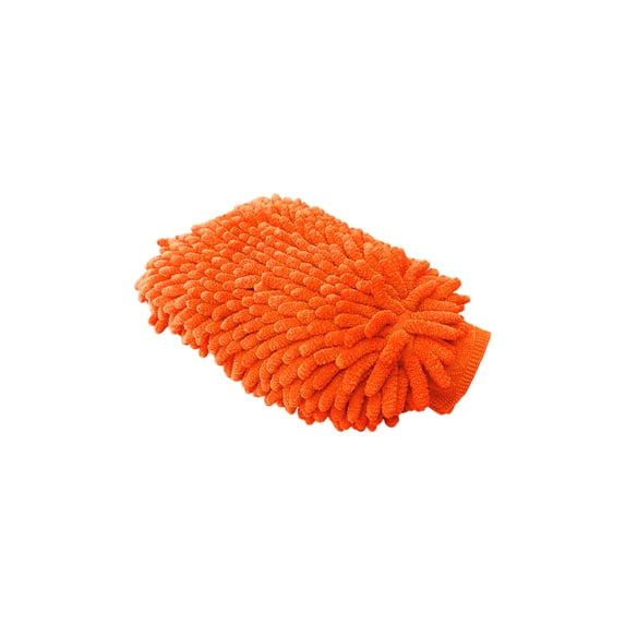 Large Premium Microfiber Wash Mitt, Soft Scratch-Free Double-Sided Chenille Washing Gloves Perfect for Car Washing and Detailing,Saffron