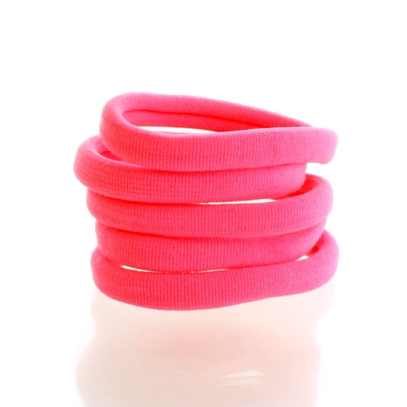 Large Premium Seamless Ponytail Hair Bands Neon Pink 100pcs