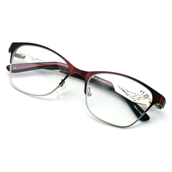 Large Premium Women Cateye Optical Frame Reading Glasses - Fashion Metal Readers - Clear Lens Eyeglasses