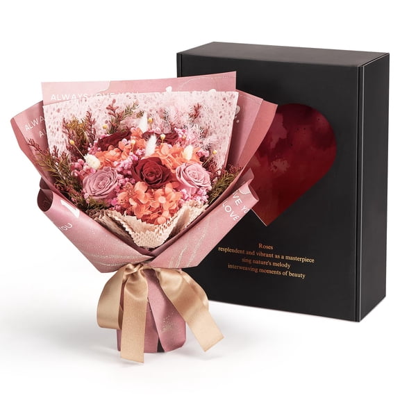 Large Preserved Roses Bouquet - Eternal Flowers Gift Box,Long-Lasting Roses,Flower gift box packaging,Birthday,Anniversary For Wife,Mom,Perfect for Valentine's Day,Mother's Day,Wedding (Red) Y101