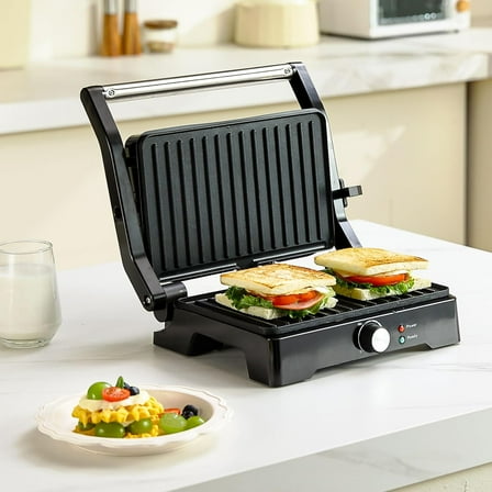 Large Electric 3 in 1  Sandwich Maker Grill, Non-stick Pan, Black - Perfect for Grilling Steaks, Burger, Sandwich
