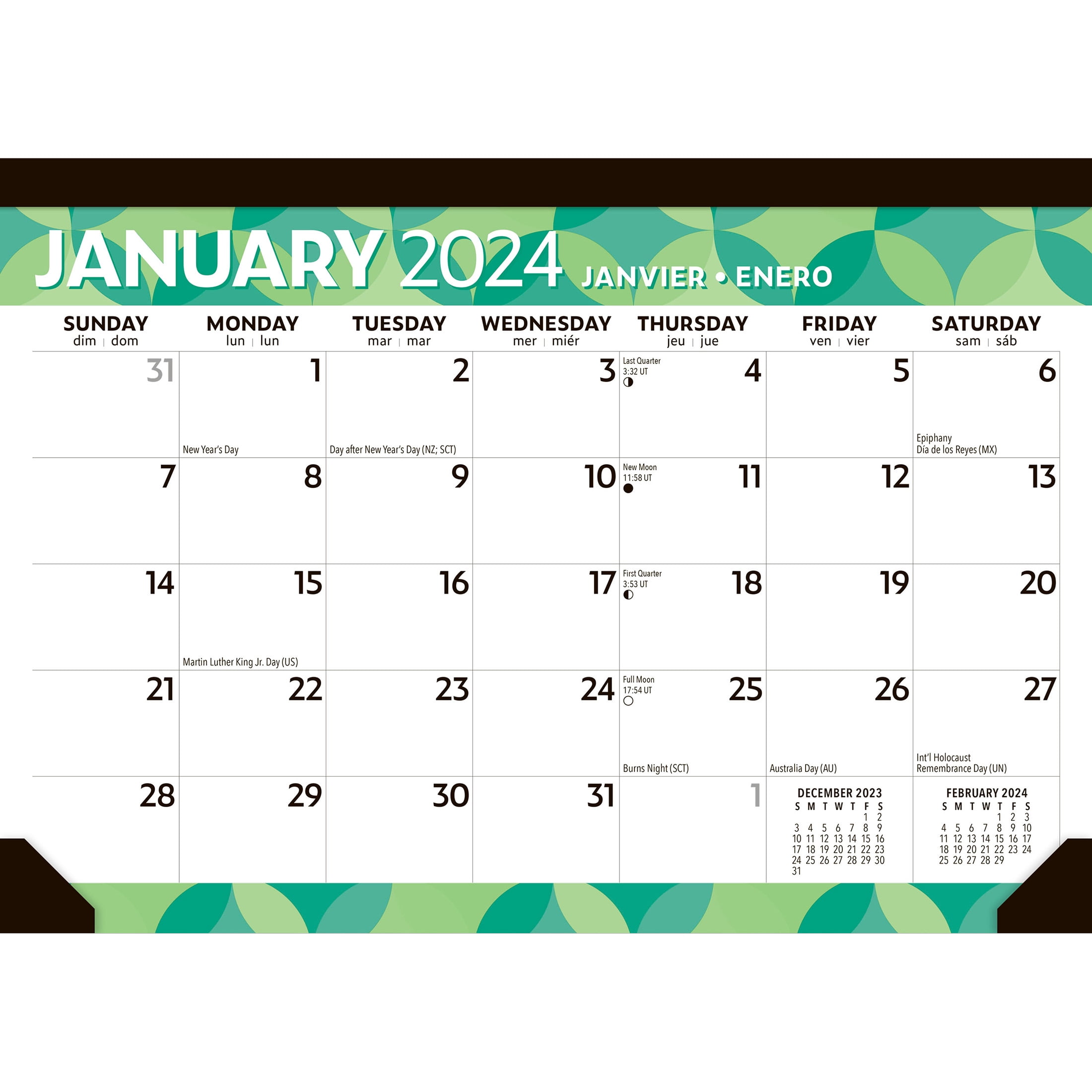 Large Print 2024 17x12" Monthly Desk Pad Calendar BrownTrout