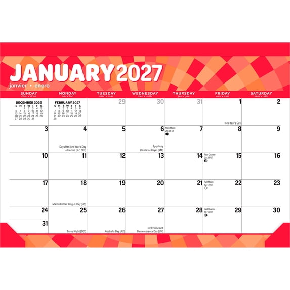 Large Print | 2027 15.5x11" Desk Pad Calendar | Sticker Sheet