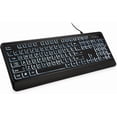 Windows Computer Keyboard White Large Print Backlit Keyboard, USB Wired Computer Full Size Keyboard ...
