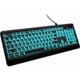 thumbnail image 1 of Large Print Backlit Keyboard, Wired Lighted Computer Keyboards with 7-Color Backlight, Light Up Oversize Letter Keys, Foldable Stands, USB Quiet Keyboard for PC, Windows, Laptop (Colorful Backlit), 1 of 4