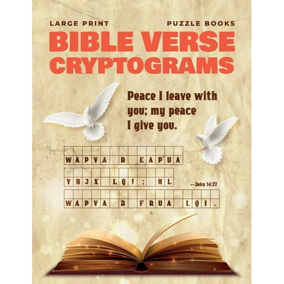 Large Print Bible Verse Cryptograms Puzzle Books : Cryptoquotes Puzzle Books for Adults