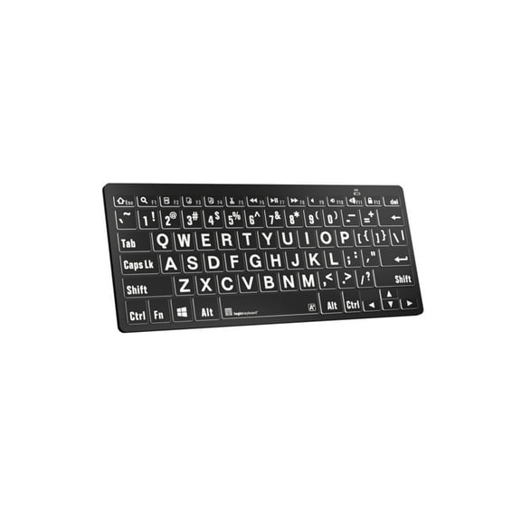 Large Print - White on Black Mini Bluetooth Keyboard Windows