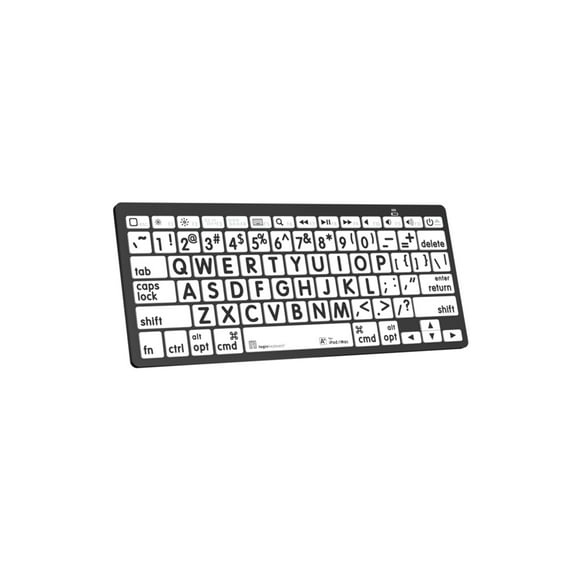 Large Print - Black on White Mini Bluetooth Keyboard - Mac