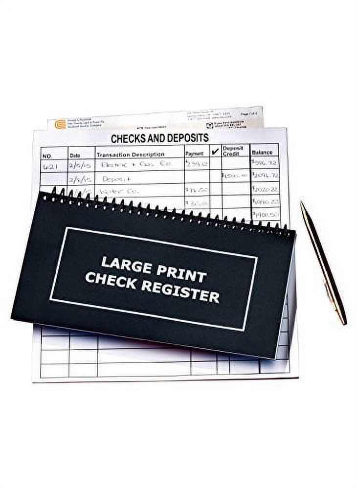 Large Print Check Register 10" x 5.5" Easy to Read Checkbook Ledger