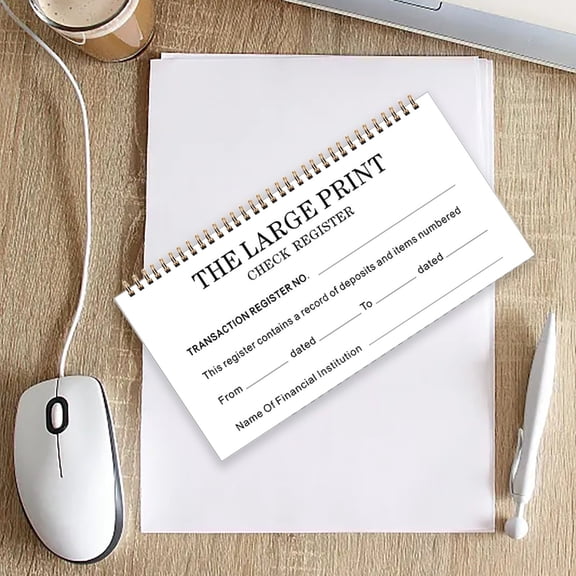 Large Print Check Register Book, Spiral-Bound Financial Transaction Log for Personal and Small Business Accounting, Durable Paper Checkbook Ledger for Income and Expense Tracking