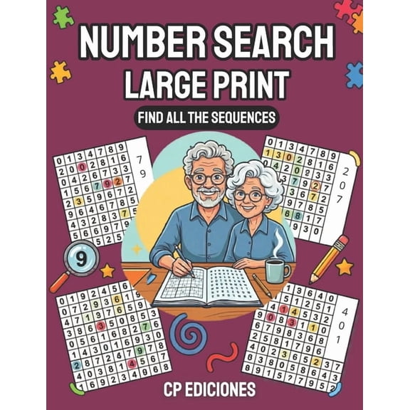 Large Print Collection Number Search Large Print: 60 Large Print Number Searches for Adults - Find All the Sequences, Book 6, (Paperback)
