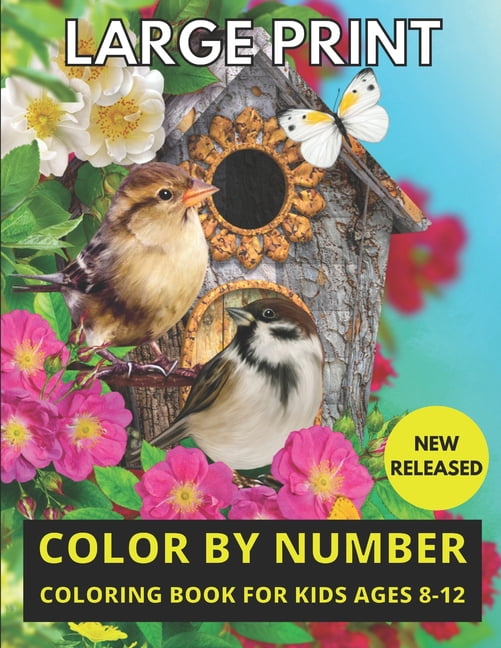 Large Print Color By Number Coloring Book For Kids Ages 8-12: Large ...