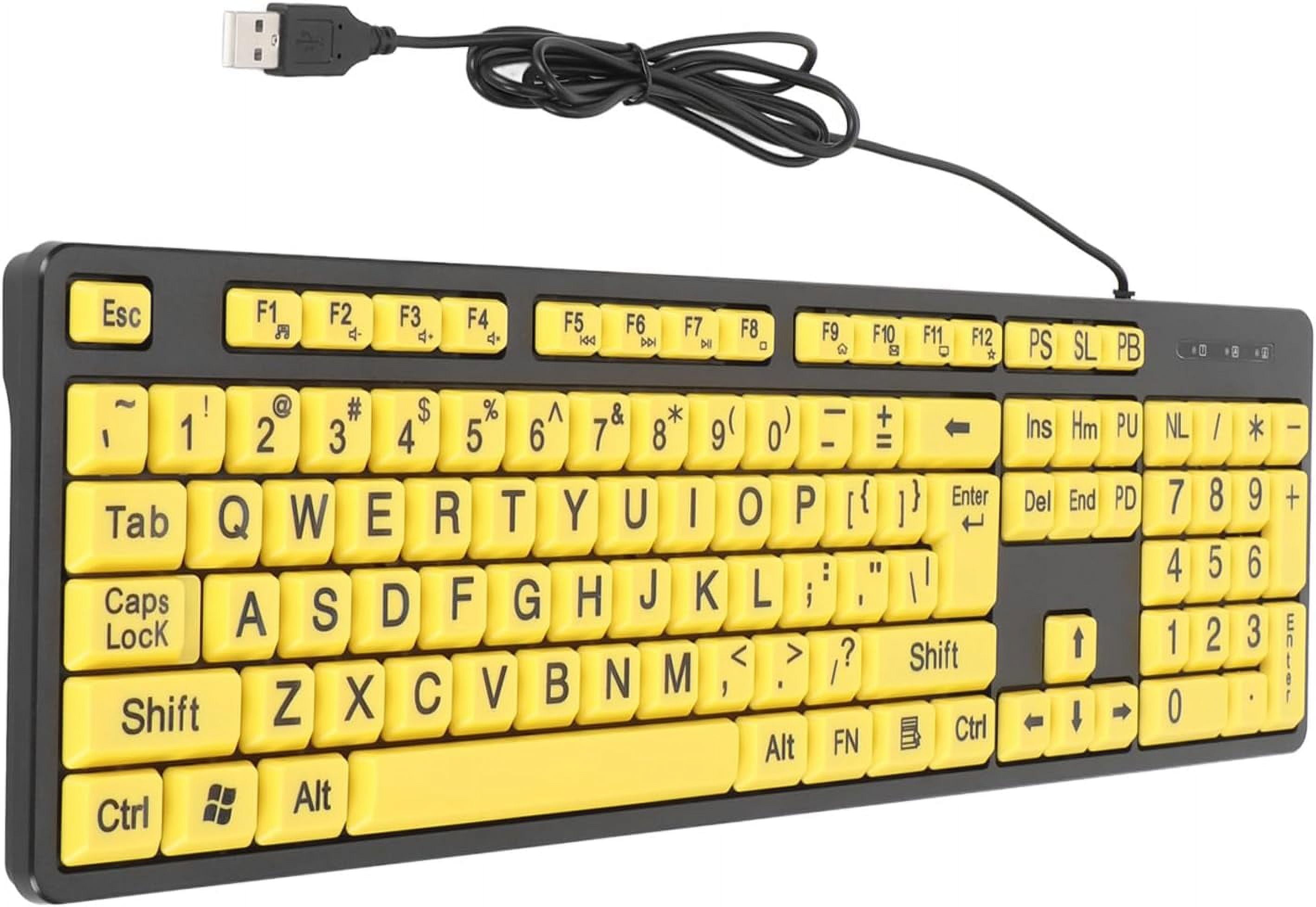 Large Print Computer Keyboard, 104 Keys Wired Usb Oversized Big Letters Keyboard, Easy To See