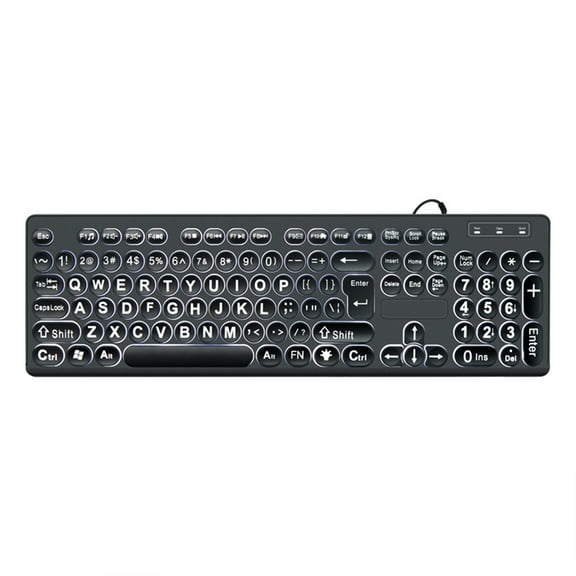 Large Print Computer Keyboards USB Cord Keyboards with Big Letters for Senior and Low Individuals White Backlit