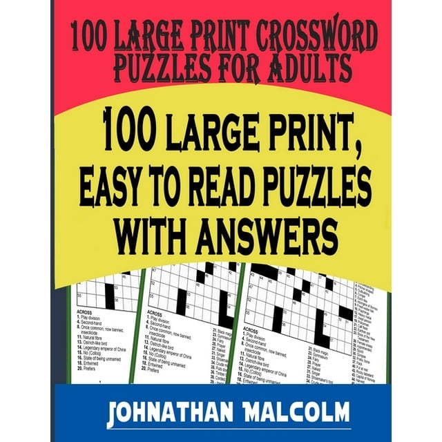 Large Print Crossword Puzzles for Adults: Full Page, Medium-Level Puzzles with Solutions That