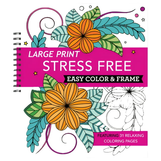 Color & Frame Large Print Easy Color & Frame - Stress Free (Adult