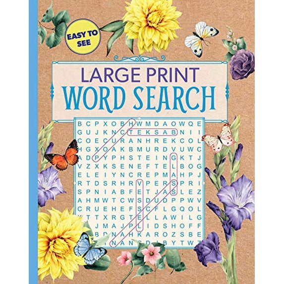 Pre-Owned Large Print Floral Word Search (Large Print Puzzle Books) Paperback