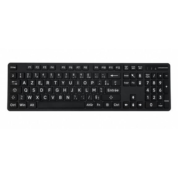 Large Print French Keyboard, French azerty language layout, Wired USB Computer Keyboards for Visually Impaired and Low Vision Individuals