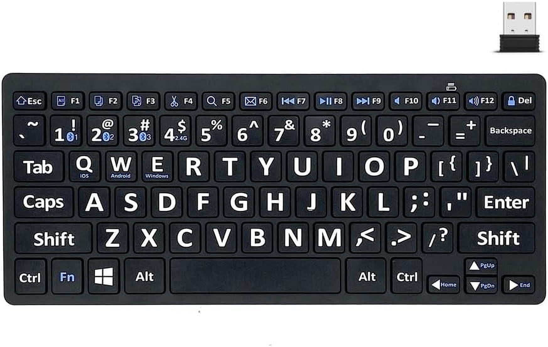 Bluetooth Mini Comfort Portable Large Print Keyboard with 78 Keys and