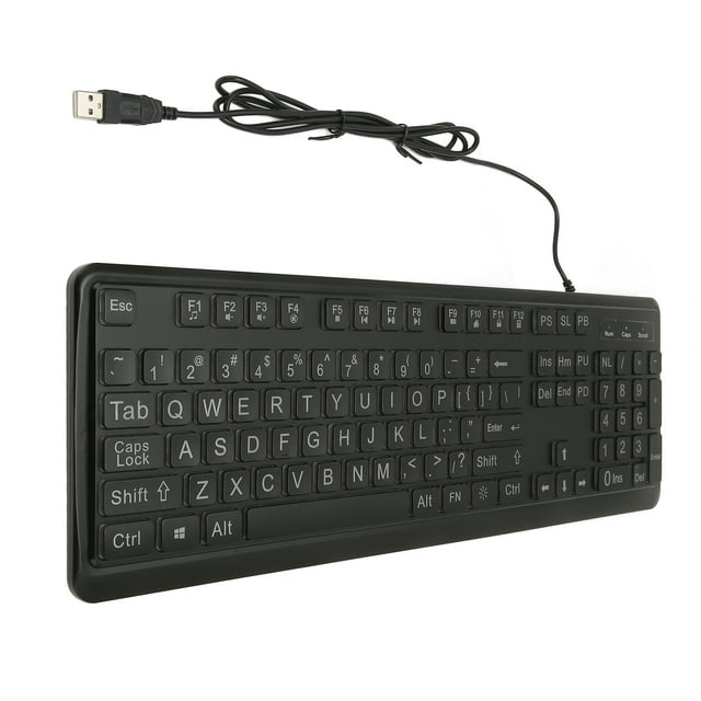 Large Print Keyboard, White LED Backlit Plug And Play USB Wired ...