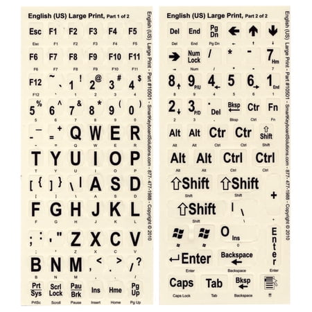 large print labels for computer keyboards - black on white