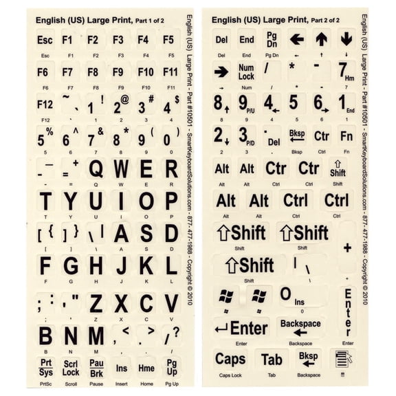 large print labels for computer keyboards - black on white