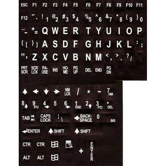Large Print Stickers / Labels for LAPTOPS - White Print on Black Background