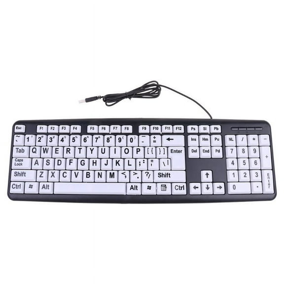 Large Print USB Wired Keyboard for Elderly Eye Protection Mute Wired Keyboard
