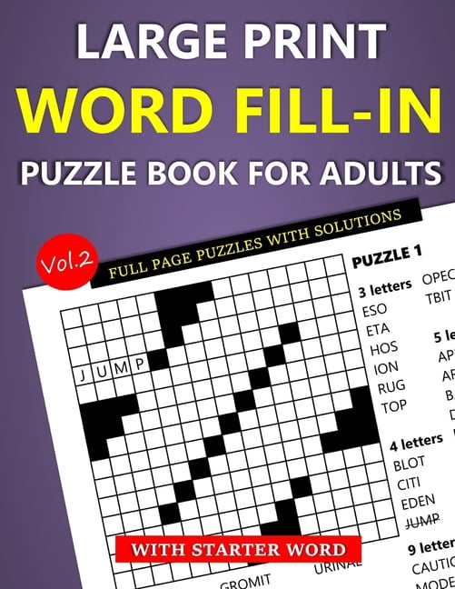 Large Print Word Fill-In Puzzle Book for Adults with Starter Word: Full