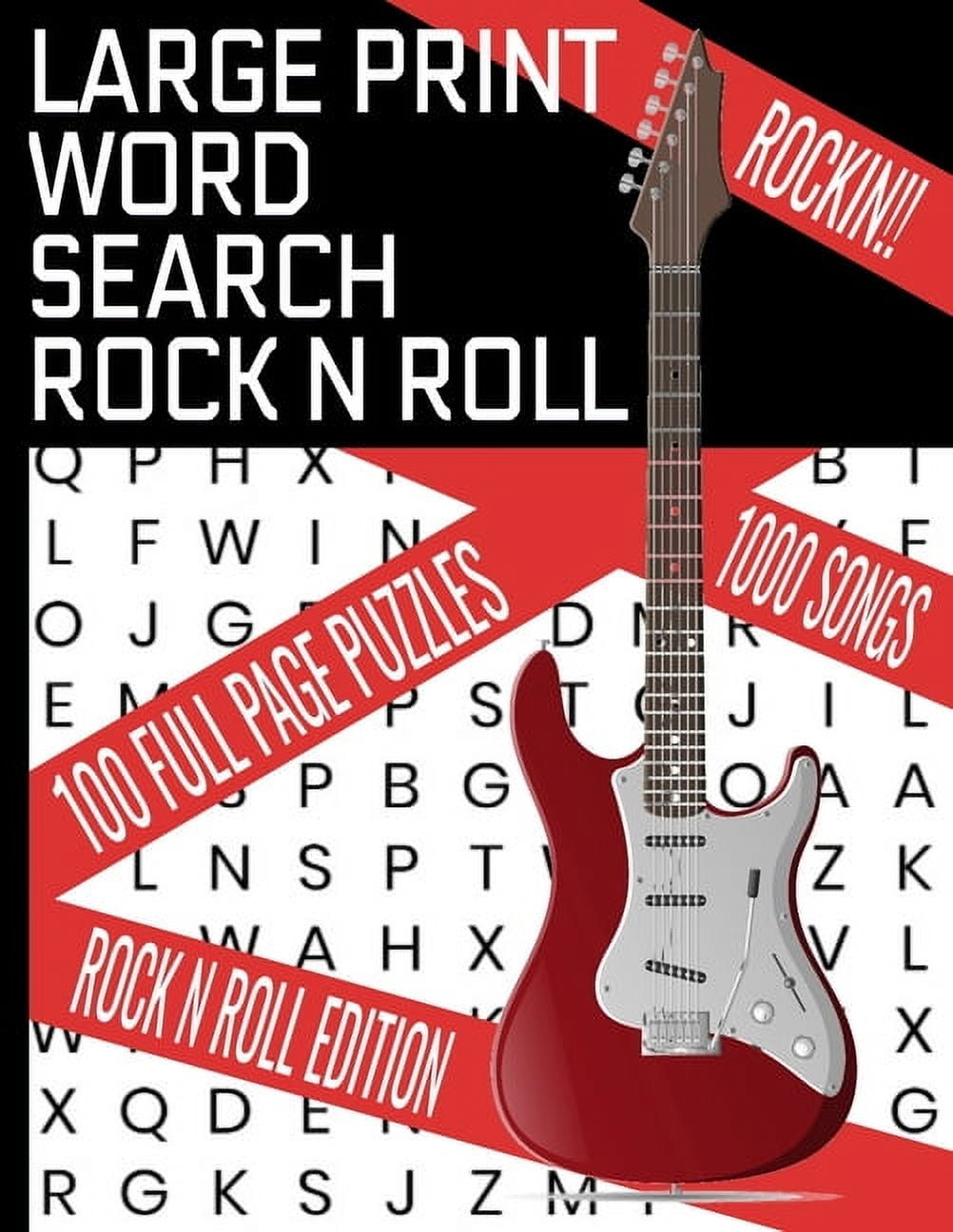 Large Print Word Search Rock N Roll: This Word Find Puzzle Book Covers ...