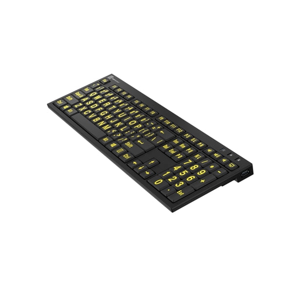 Large Print - Yellow on Black NERO Slimline Keyboard Windows