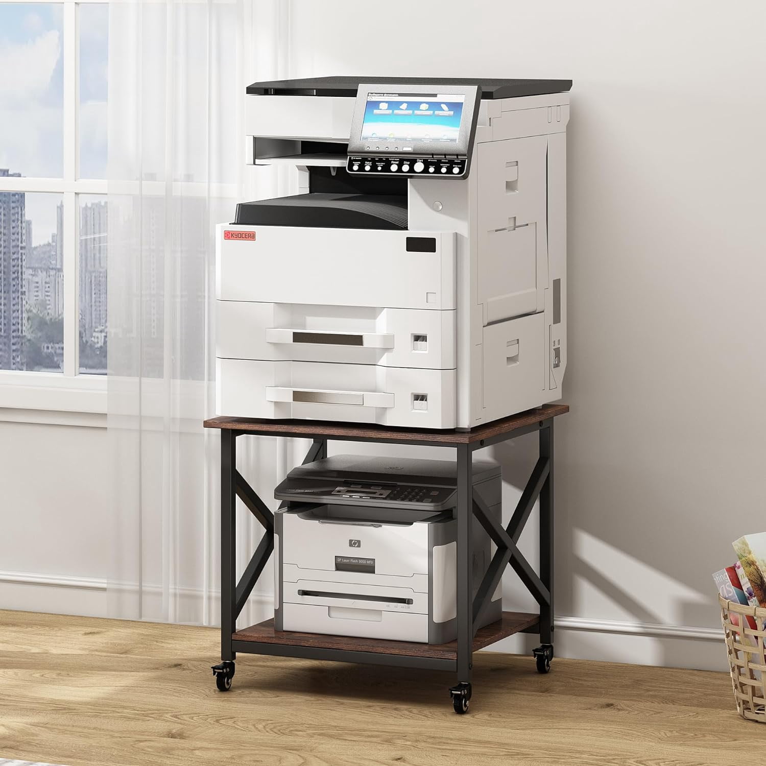 Large Printer Stand, 23.6 x 23.6 x 22.6 Inches Square Printer Table ...