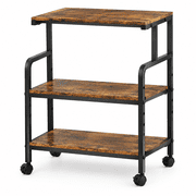 Large Printer Stand with Storage Shelf, 23.6" W x 18.9" D Printer Cart with Wheels, 3 Tier Mobile Printer Table for Home Office, Stands for Heat Press Scanner Fax Brown