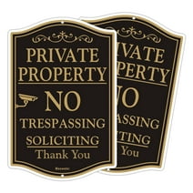 Large Private Property No Trespassing Sign, No Soliciting Sign, Video Surveillance Warning Sign, 12" x 18" Rust Free Aluminum, Fade Resistant, UV Protected & Waterproof (2 Pack)