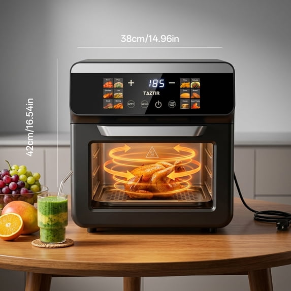 Large Pro Air Fryer Oven With Grill Combo For Kitchen Use, 12-In-1 Smart Convection Ovens, Air Fryer With Glass Viewing Window, Nonstick Basket, Fryer Liners, Removable Doo