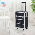 thumbnail image 1 of HOMCOM Professional Rolling Full Makeup Travel Train Case, Large Storage Cosmetic Trolley with Folding Trays, Drawer and Locks, Black, 1 of 9