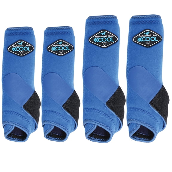 Professional's Choice 2XCOOL Sports Medicine Horse Boots - 4-Pack Neoprene-Free with Kevlar Support & brrr° Cooling Royal Blue / Large