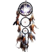 Large Protective Wolf Dreamcatcher With Feathers,