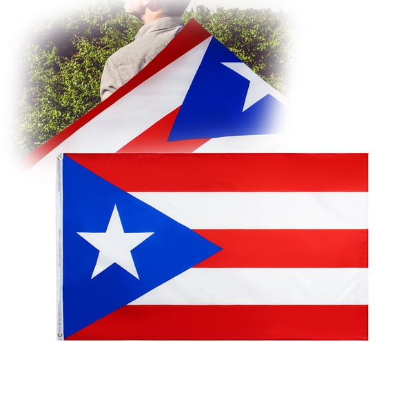 Large Puerto Flag for National Day Celebration Polyester with Brass Ideal Outdoor Courtyard and Home Decoration
