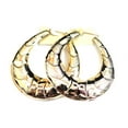 thumbnail image 1 of Large Puffed Gold Tone Hoop Earrings 3 inch Textured Puffy Hoops, 1 of 2