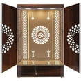 thumbnail image 1 of Large Puja Wooden Front Door Brown Mandir With LED / Mandir For Home & Office / Temple For Home / Pooja Ghar / Mandir With Lights /Storage, 1 of 5