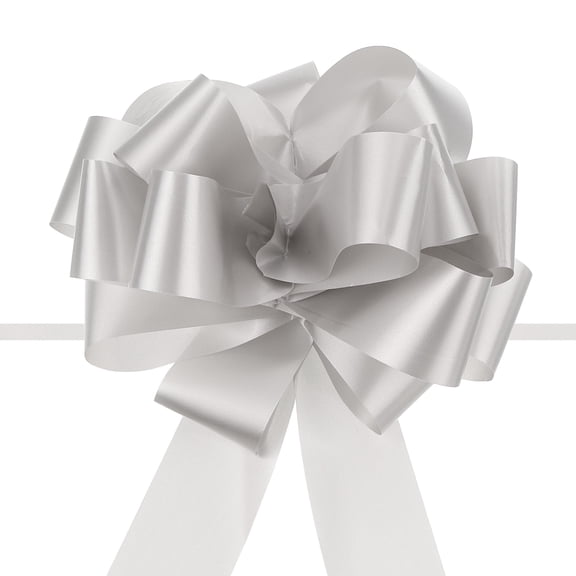 Uxcell 20Pcs 5" x 8" Large Pull Bow Big Gift Wrapping Bows Ribbon Silver for Wedding Car Baskets Presents Christmas Bow
