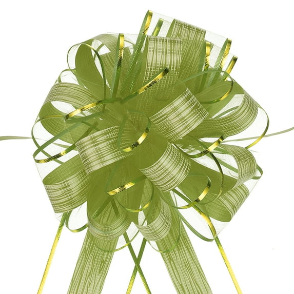 Large Pull Bow Gift Wrapping Bows Ribbon Organza for Wedding Baskets Presents Christmas Party Green-8 Inch