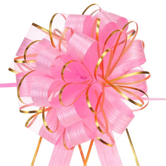 Large Pull Bow Gift Wrapping Bows Ribbon Organza for Wedding Baskets Presents Christmas Party Pink-8 Inch