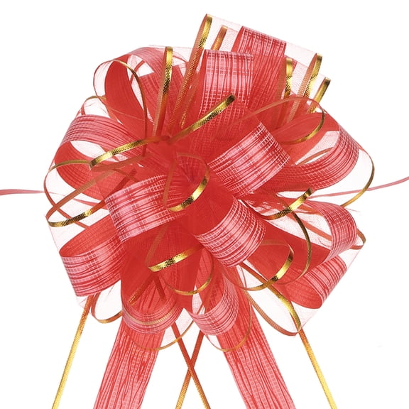 Large Pull Bow Gift Wrapping Bows Ribbon Organza for Wedding Baskets Presents Christmas Party Red-8 Inch