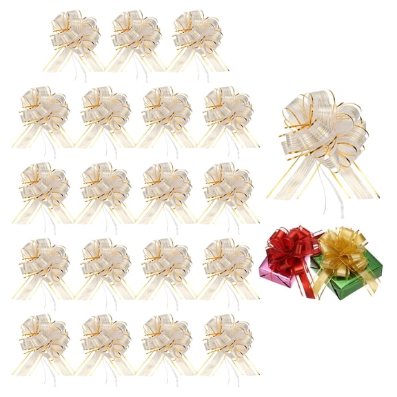 Large Pull Bow Gift Wrapping Ribbon Organza Red Bows for Gift Wrapping Wedding Baskets Car Metallic White