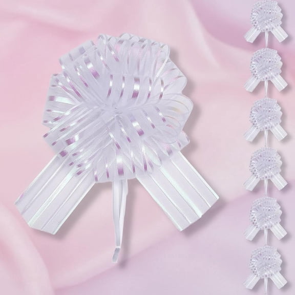 Large Pull Bows, White Bow for Gift Wrapping, Gifts Decorations, Party Wedding Ribbon Bows for Wrapping Boxes or Flower Decorations, Presents or Christmas Tree (White)