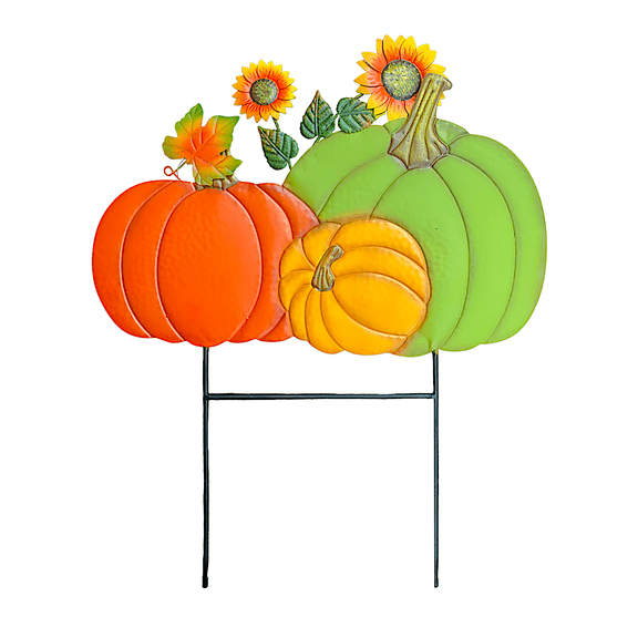 Large Pumpkin Garden Stake Metal Yard Thanksgiving Autumn Fall Outdoor Decoration 24" x 29"
