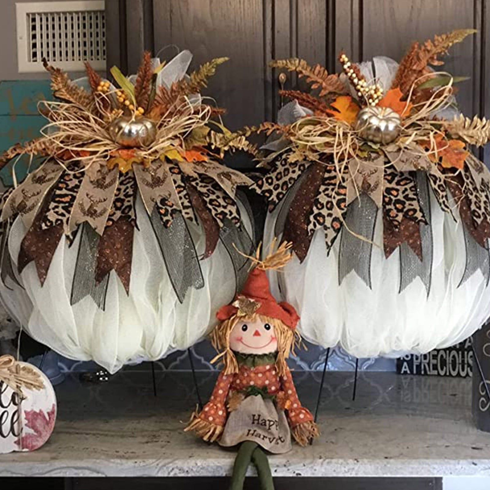 Pumpkin Shaped Wreath Frames - 4 Pack Metal Wire Forms For Fall & Halloween DIY Decor
